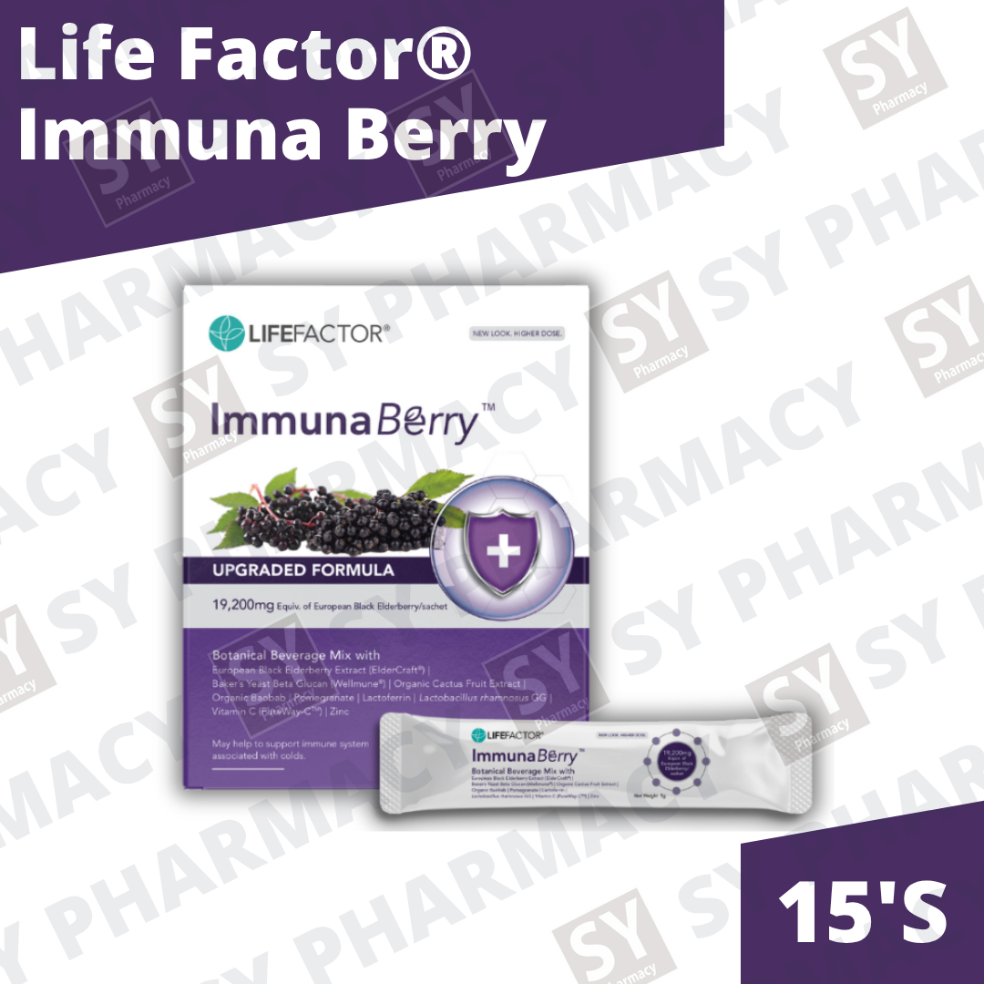 [NEW PACKAGING] LIFE FACTOR® Immuna Berry™ Immune Support & Protection 5gx15's (Exp: 11/2027) - Jenama LIFE FACTOR® Harga 125 Ringgit*Penghantaran Percuma