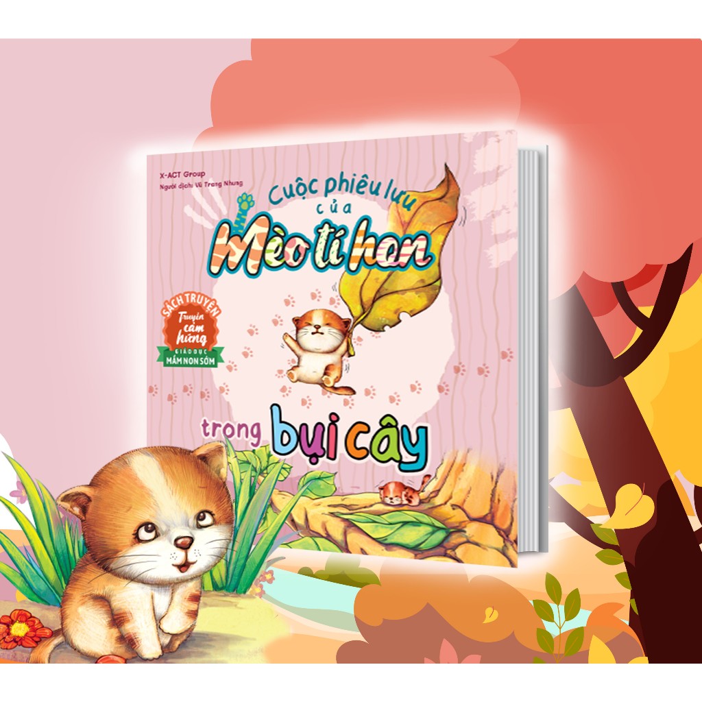 Sách Cuộc phiêu lưu của Mèo tí hon trong bụi cây (20 stickers con vật đáng yêu)