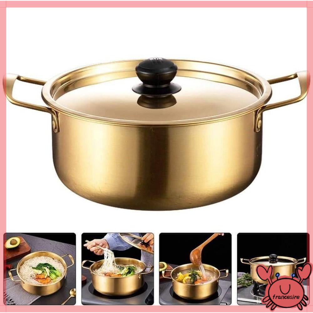 FRANCESIRE thép không gỉ Nồi Ramen có nắp Mini Lẩu  Tai đôi Nồi súp Dụng cụ nấu ăn cắm trại