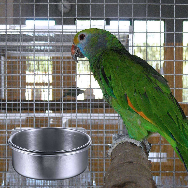 (URXN) 9-Piece Bird Feeder Cup Stainless Steel Parrot Feeder Cup Animal Cage Water Food Bowl S