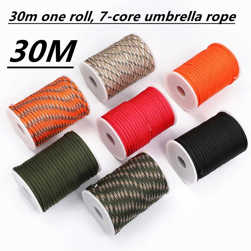 5m/15M/30M 7-Core 550 Paracord 4mm dây dù cắm trại ngoài trời dây thừng sinh tồn Kit ô Lều dây buộc clothesline