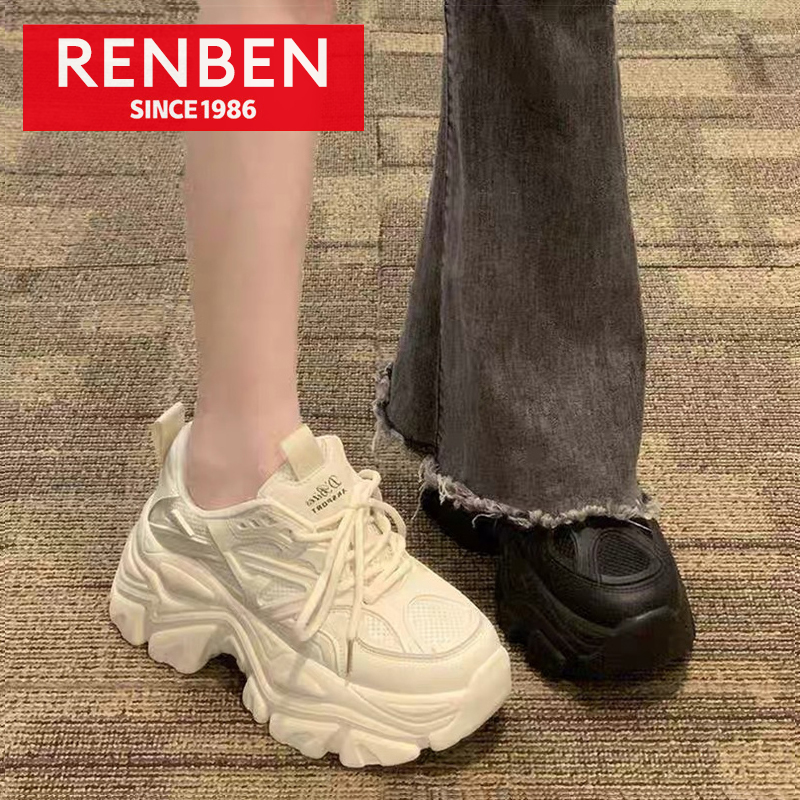 RENBEN Daddy Shoes Female College Style Small Man Shows Tall Platform Muffin Casual Sneakers Female