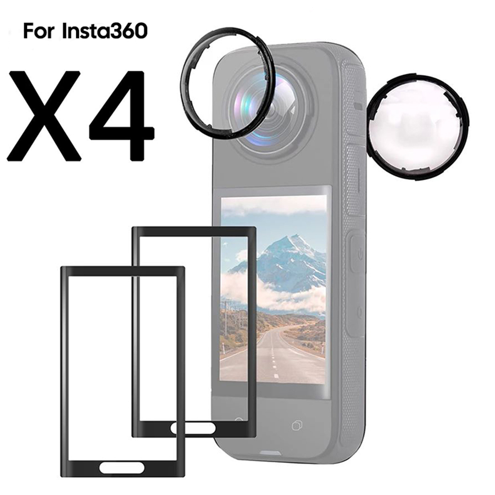 Lens Guards for Insta360 X4 Rotating Lens Protector Cap+2PCS Screen Protector Film for Insta 360 X4 Action camera Protective Guard Anti-Scratch Accessories