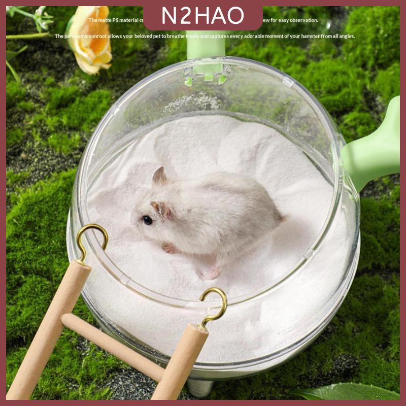 N2HAO Hamster phòng tắm nhà vệ sinh 2 trong 1 không gian lớn gạc chủ đề trong suốt bồn tắm cho pet lùn hamster tắm và thư giãn