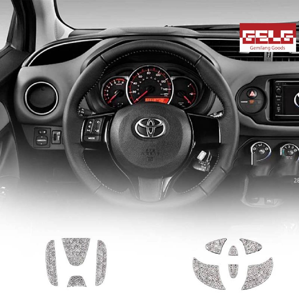 Toyota Honda Logo Stir Mobil Bling Stiker Emblem Logo Stir Mobil Car Steering Wheel Diamond Sticker Harga 27,500 rupiah*Gratis Ongkir