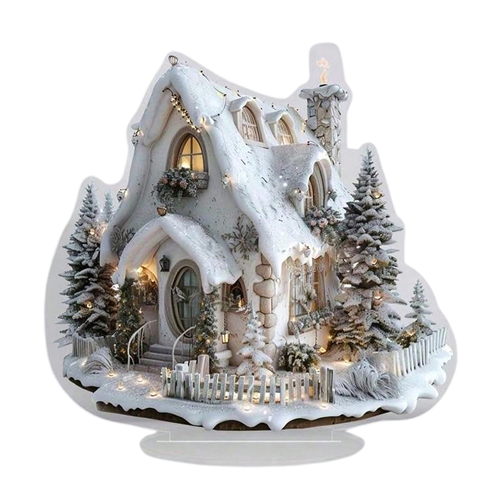 Snow House Table Sign Acrylic Snow House Decor Handcrafted Nativity Scene Table Sign for Christmas Home Decor Winter Snow House Acrylic Decoration Perfect for Living Room Bedroom Office and Bookshelf