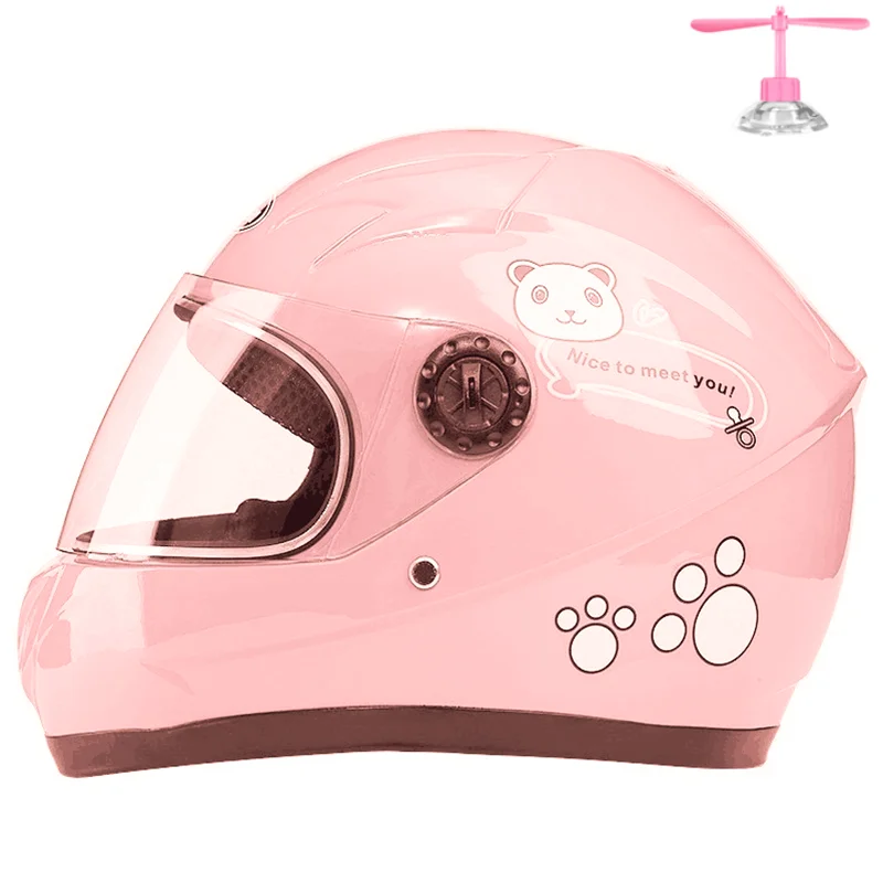 【】 3 To 9 Old Pink Children's Motorcycle Helmets Motorbike Scooter Full Girls Kids Cute Child Safety