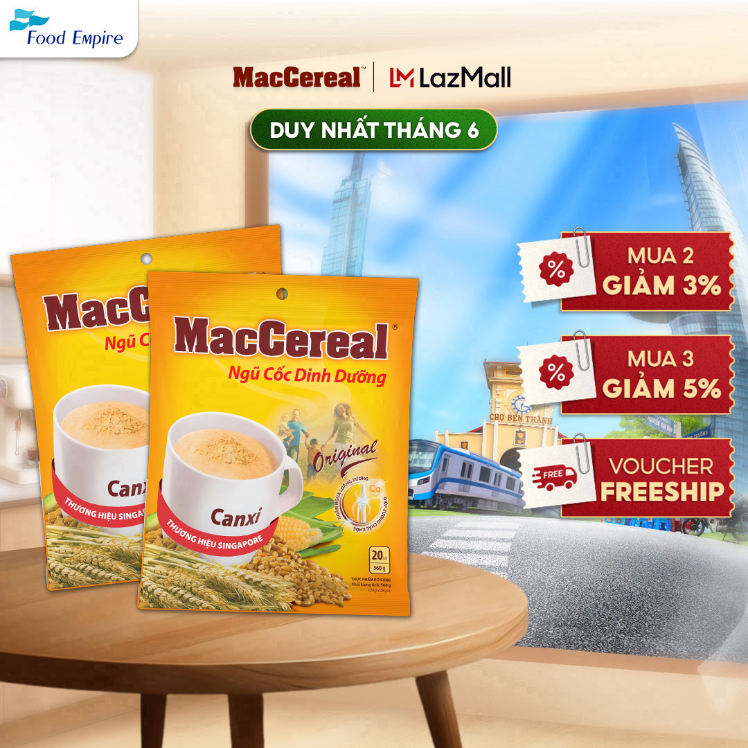Combo 2 túi Bột Ngũ Cốc Dinh Dưỡng Canxi - MacCereal (túi 20 gói x 28g)