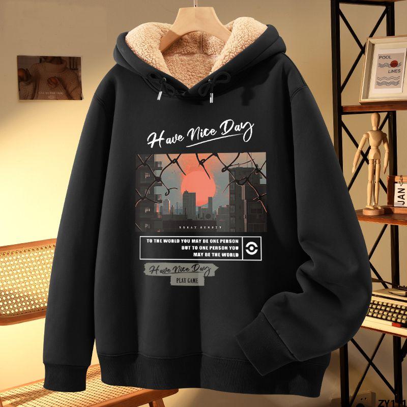 Áo Hoodie Màu Mơ Học Sinh Trung Học Cơ Sở Mẫu Mới Thu Đông fufu Áo Khoác Lông Cừu Có Mũ Trùm Đầu Dày Dặn Cho Nữ 2023 Sữa