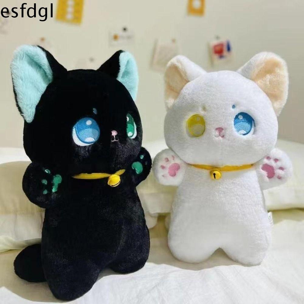 ESFDGL Mèo Cổ Tích Đồ chơi nhung lông cho mèo màu đen và trắng Mèo Đen Trắng Thú nhồi bông Dễ thương
