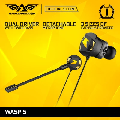 Armaggeddon WASP 5 Gaming Earphones with Dual Driver and Dual Microphone (Detachable) Super Bass
