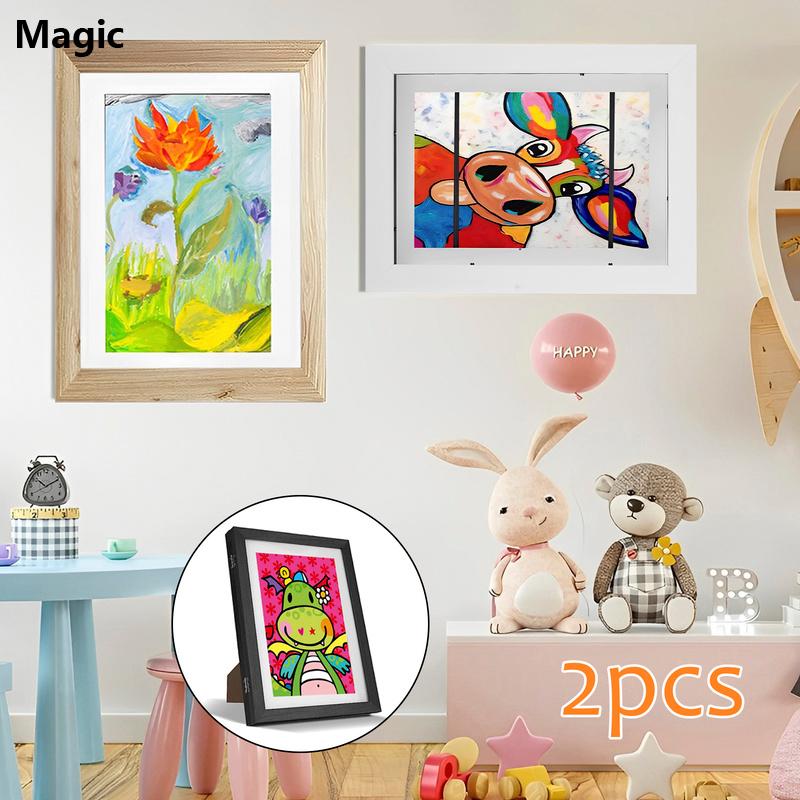 2 cái trẻ em khung tranh nghệ thuật A4 mở phía trước khung ảnh với đứng bằng gỗ trẻ em tác phẩm nghệ thuật khung trưng bày trẻ em tác phẩm nghệ thuật khung trưng bày ngang và dọc Khung Ảnh Ma Thuật