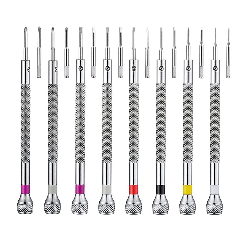 (OAFV) 8PCS Watch Screwdriver Set,Micro-Precision Jewelry Screwdriver 0.6-1.6mm,with 8 Extra Replacement Blade for Watch Repair
