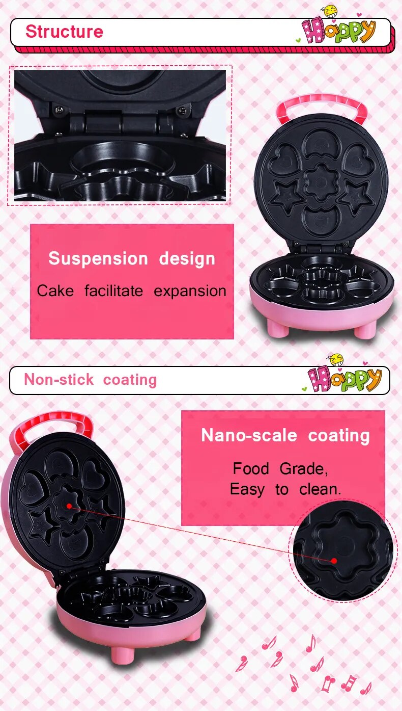 DMWD Automatic Non-stick Electric Cartoon waffle maker muffin