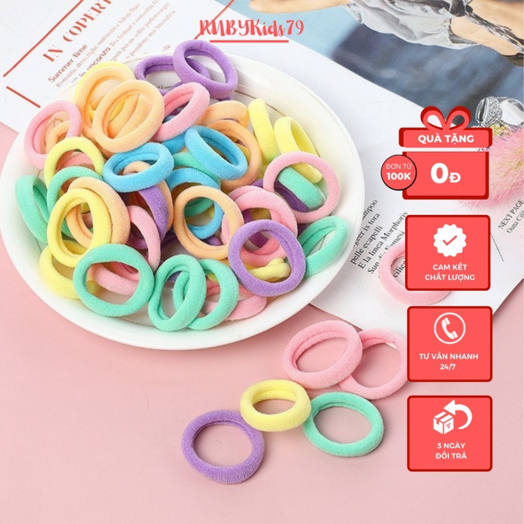 Set 50 dây buộc tóc cho bé, dây cột tóc cho bé dễ thương nhiều màu sắc co dãn nhiều màu cỡ nhỏ - rubykids79