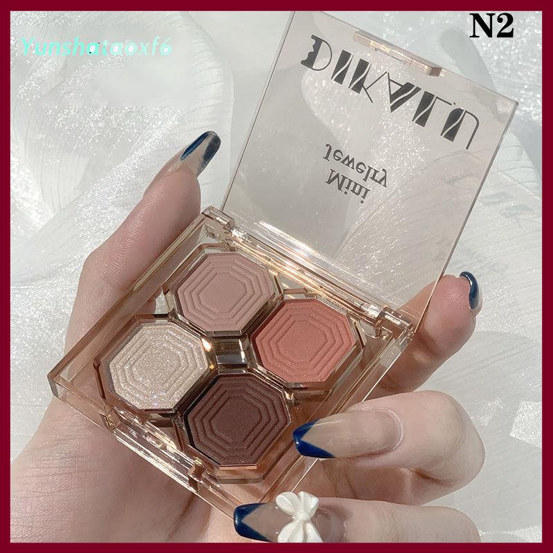 yunshataoxf Dikalu 4 màu Punk Smokey Matte long lanh Eyeshadow Palette ánh sáng lung linh Eye Shadow trang điểm Palette mát mẻ săn chắc màu xám đen EYE PALETTE - 7