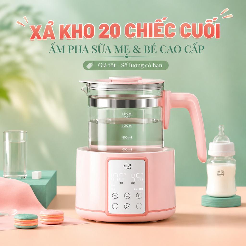 Bán chạy – Thanh lý giảm giá mạnh – Bình đun nước giữ nhiệt đa năng pha sữa bé, đun trà nấu nước pha mì, tích hợp nhiều