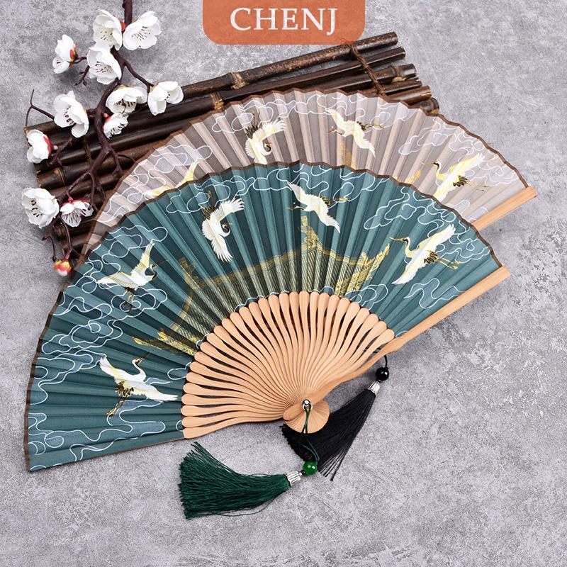 [COD] CHENJ พัดลมพกพาขนาดเล็กสำหรับผู้หญิงสไตล์จีนพัดพับได้พัดลมเต้นรำ Hanfu ราคา 117 บาท*ส่งฟรี