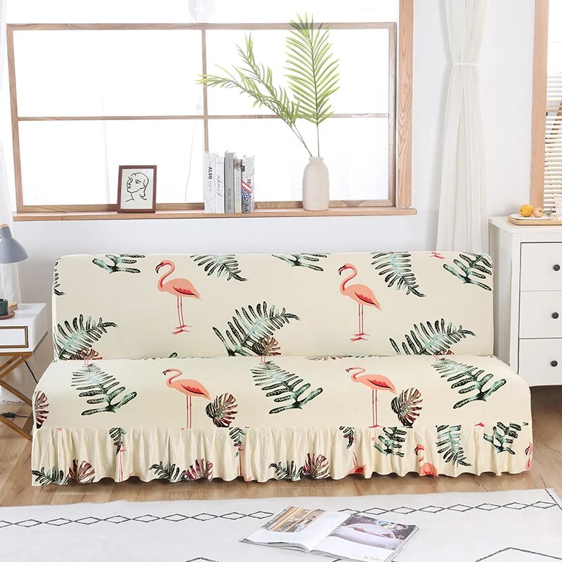 Căng armless Ga bọc đệm futon bọc ghế Sofa bọc ghế Tấm bọc giường với váy Tấm phủ ghế sofa vỏ bọc đồ