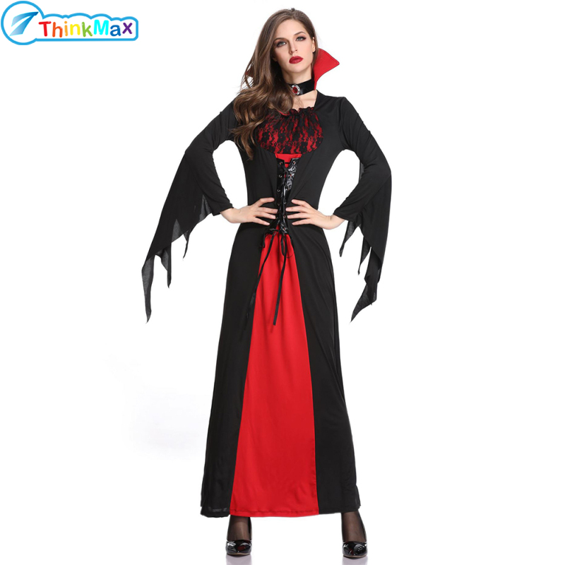 95% Polyester 5% Spandex Halloween Costume Queen Dress Ampire Costume Easter Female Vampire Devil Costume ราคา 508 บาท*ส่งฟรี