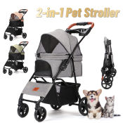 Foldable Pet Trolley Outdoor Carrier - Multi-functional Cat Dog Stroller