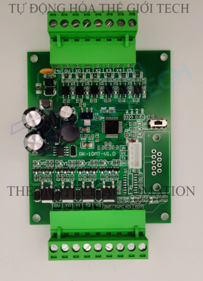 Board mạch PLC HK FX2N-10MT CTH, CFH , 6 In/4 Out transistor, TTL RS232 9.6kbps, DC24V, mạch trần và có vỏ gắn ray, GX Works2 Mitsubishi - TTL, Mạch trần