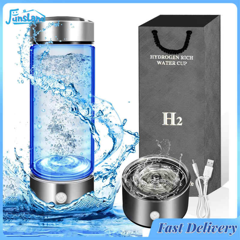 FunsLane 420ml Hydrogen Water Bottle USB Rechargeable 1600ppb 3Min Quick Electrolysis Hydrogen Water Generator For Home Travel ราคา 705 บาท*ส่งฟรี