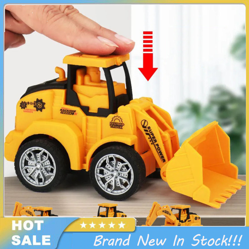 TOYBAR Children Pull-back Car Toy Engineering Vehicle Excavator Inertia
