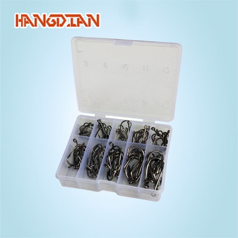 HANGDIAN 100-Piece Gold Fishing Hook Set with Barbs Size 3-12 for Sea Fishing and Squid Hunting ราคา 85 บาท*ส่งฟรี