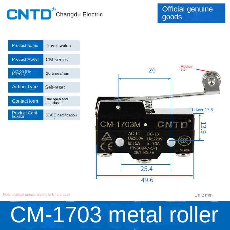 Công Tắc Hành Trình CM-1703 (KL) | Micro Switch Changde CM-1307/1308/1305/1306/1300/1303TM Cho Tự Động Hóa