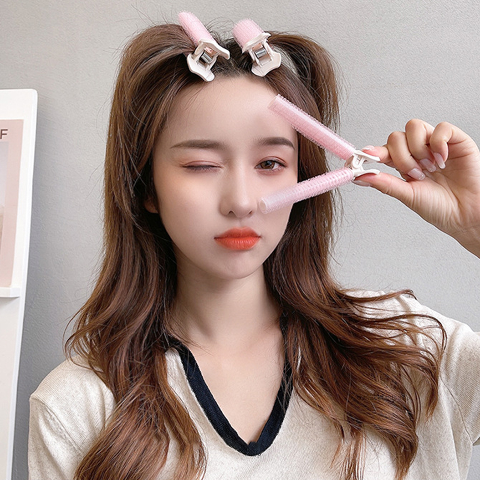 2 Chiếc Air Bangs Uốn Con Lăn Nâng Chân Tóc Làm Dày Tóc Để Sử Dụng Hàng Ngày Các Bữa Tiệc Nhà Du Lịch Xz-VN