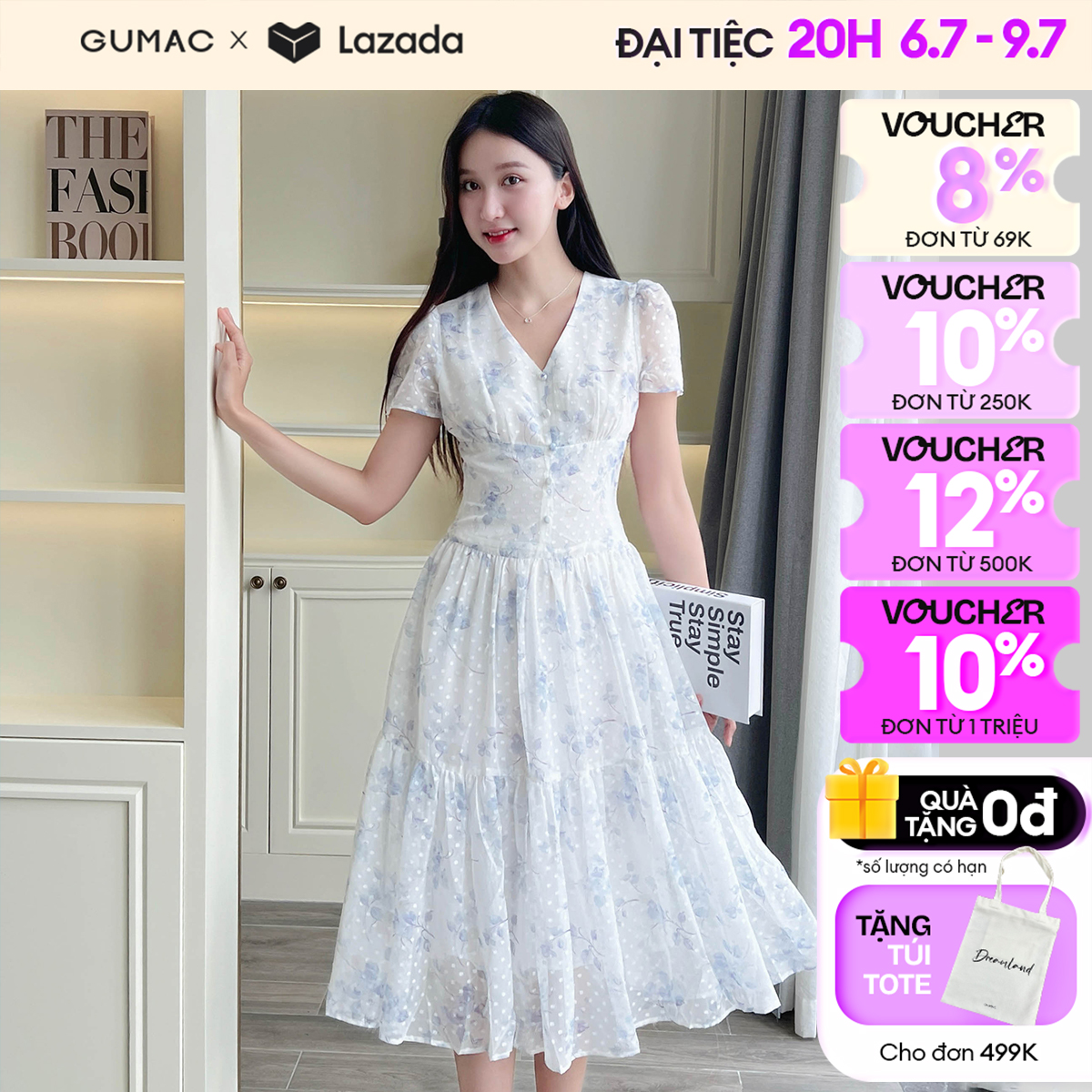 Đầm xòe rã tầng thời trang gumac de05022