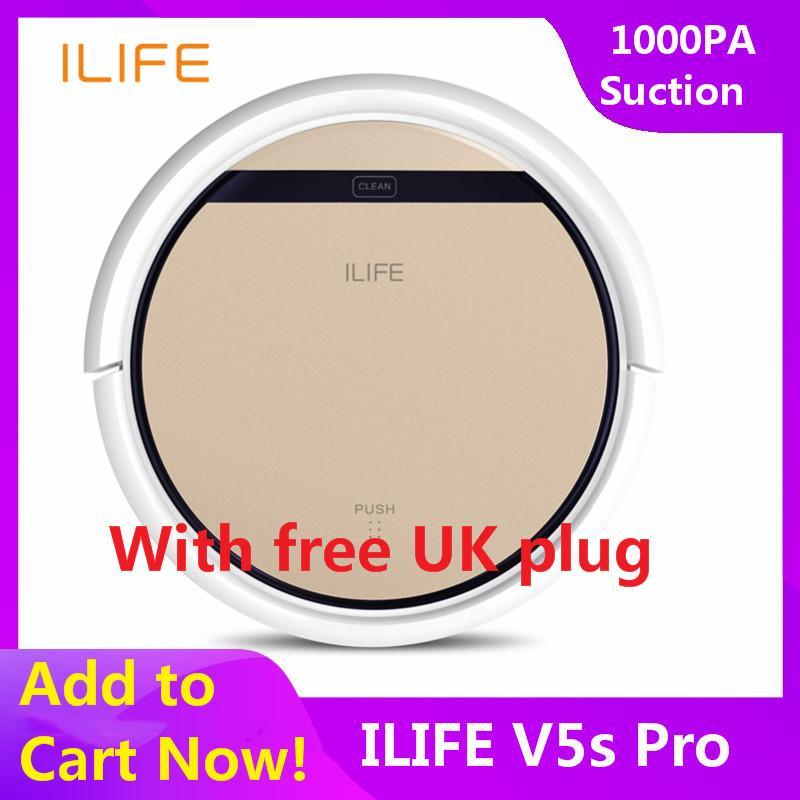 ILIFE V5S Pro Intelligent Robotic Vacuum Cleaner Cordless Dry Wet Sweeping Cleaning Machine with free UK plug - intl Singapore