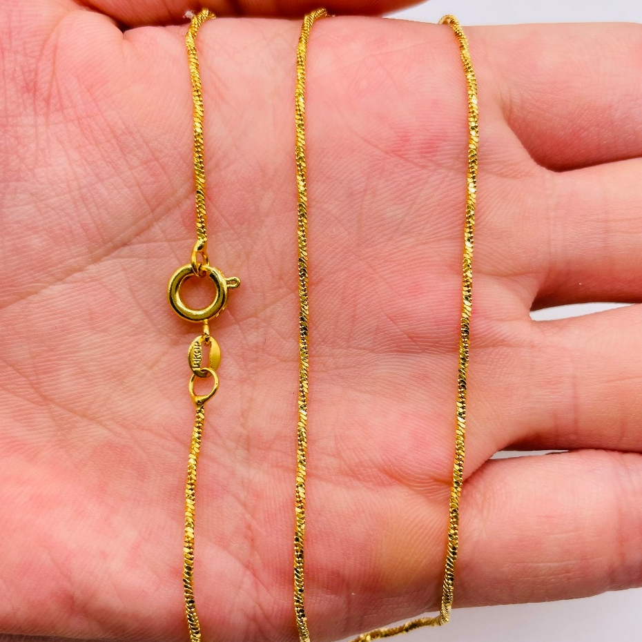 Dây chuyền titan nữ mỏng 1 li Vòng cổ titan thanh mảnh 1 li màu vàng chạm xoắn đều không phai màu tr