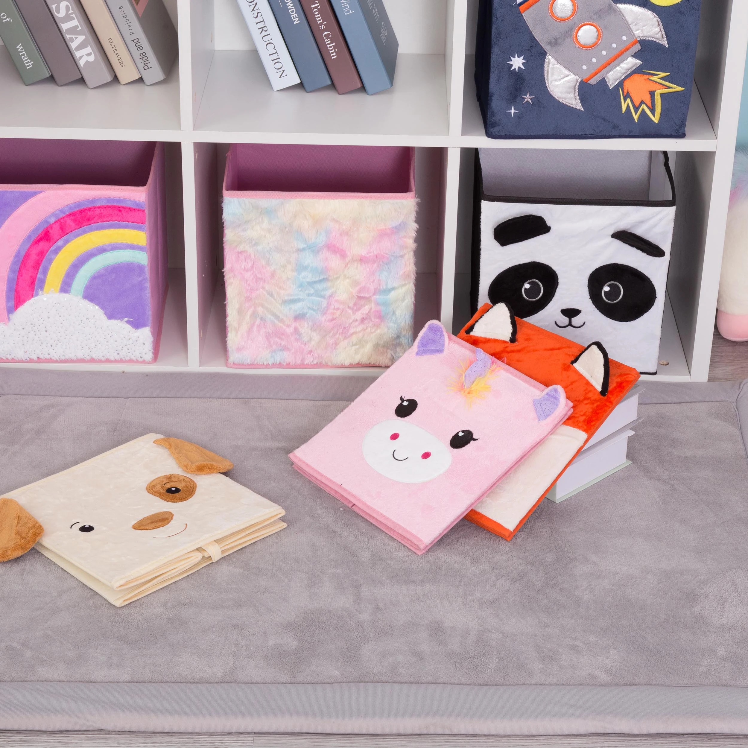 New 2023 Hot haojianxuan Cube có thể gập lại không dệt hộp lưu trữ động vật hoạt hình đồ chơi trẻ em ngực và giá treo tủ quần áo