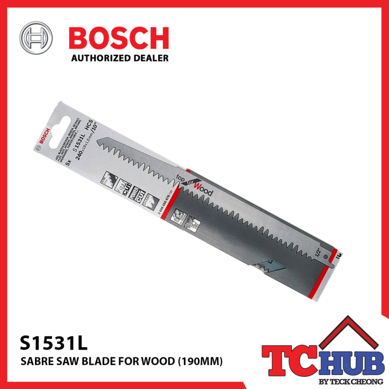 Bosch S1531L Wood Sabre Saw Blades (5PCS)