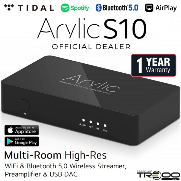 Arylic S10 Multi-Room Wireless WiFi, Bluetooth 5.0, Ethernet Network Streamer, Preamplifier & USB DAC Singapore