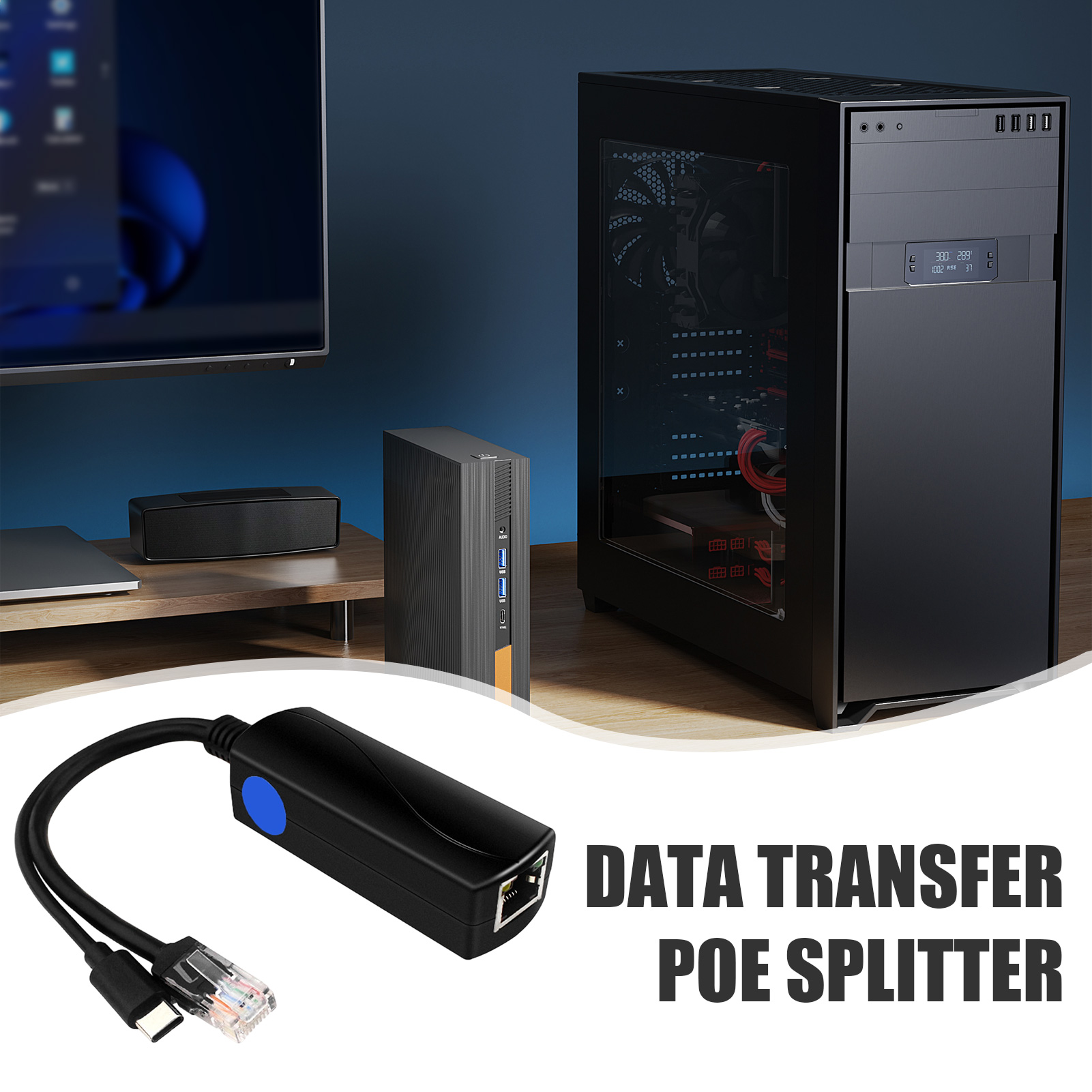 Gloryworld 100mbps Bộ chia PoE 5V Bộ chia POE tốc độ cao mạch Gigabit PoE Bộ chia POE cho Camera an ninh CCTV 5V 3A Type-C RJ45 IEEE802.3af/tại tuân thủ lý tưởng