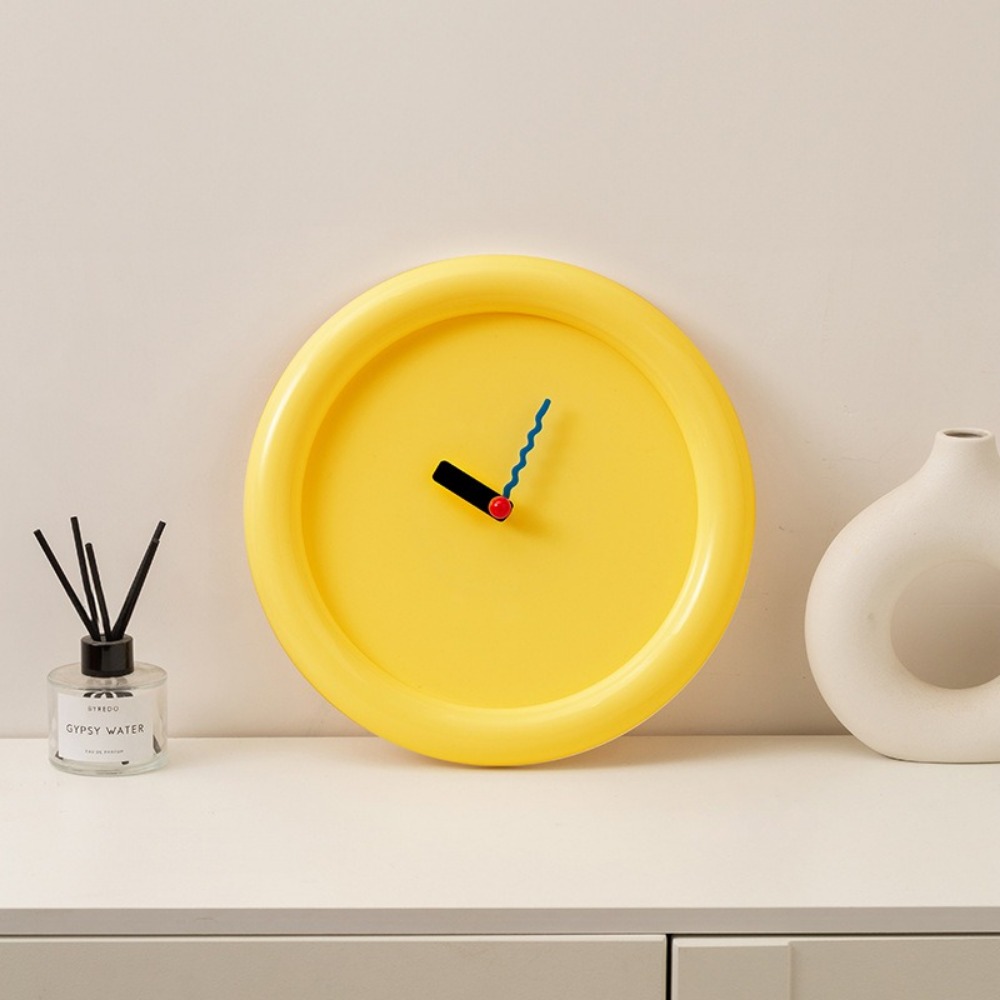 TRAMSIT 30cm Đồng hồ treo tường Memphis Hoạt động bằng Pin ABS Trang trí nhà cửa Kiểu Kem Hoạt hình Đồng hồ để bàn Quà tặng tân gia
