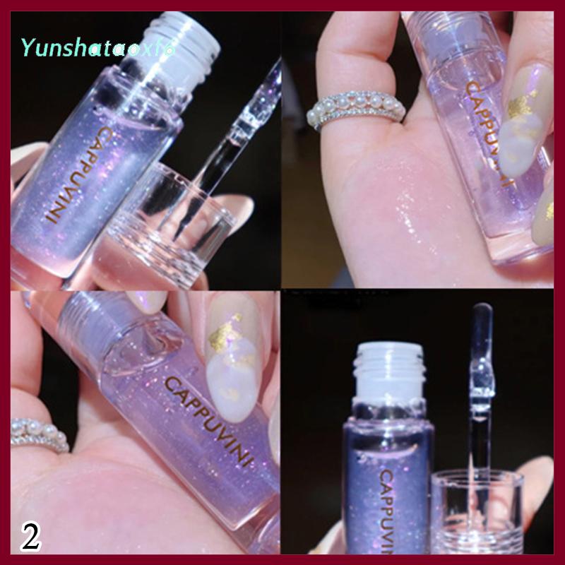 yunshataoxf Cappuvini trong suốt pha lê thạch Son bóng sáng bóng rõ ràng gương dưỡng ẩm Son dưỡng long lanh lỏng Son môi môi dầu môi môi tint - 4