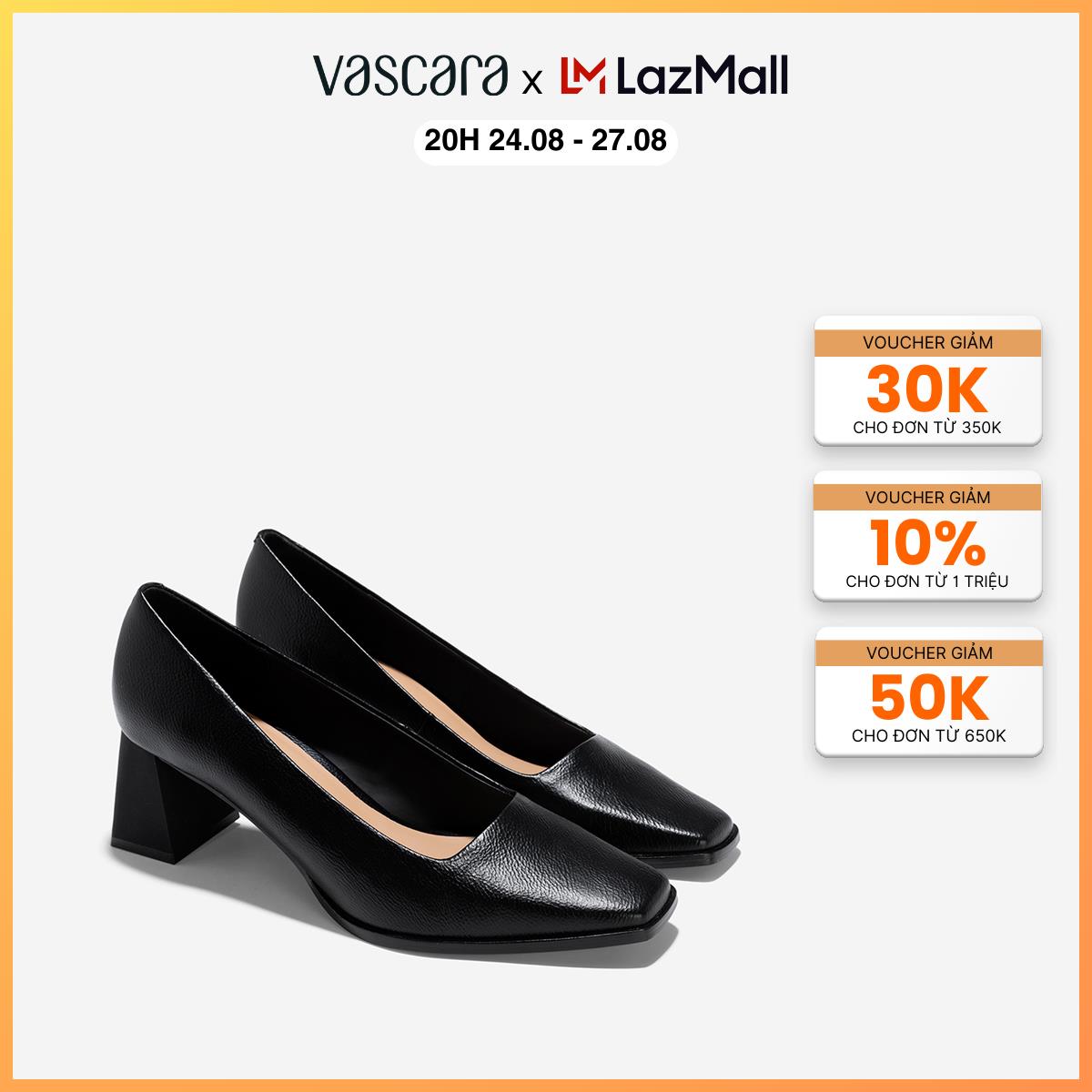 Vascara giày bít mũi vuông block heel - bmn 0656
