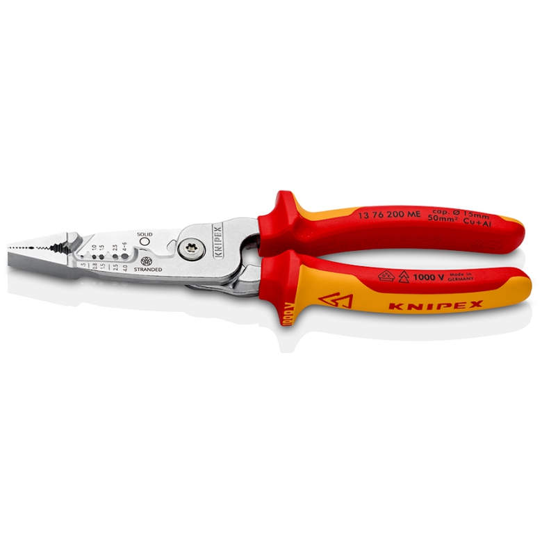 KNIPEX 13 76 200 ME Multifunction Electrician's Pliers Metric Model Insulated with Multi-Component Cases, VDE Tested Chrome-Plated, 200mm ราคา 3,349 บาท*ส่งฟรี
