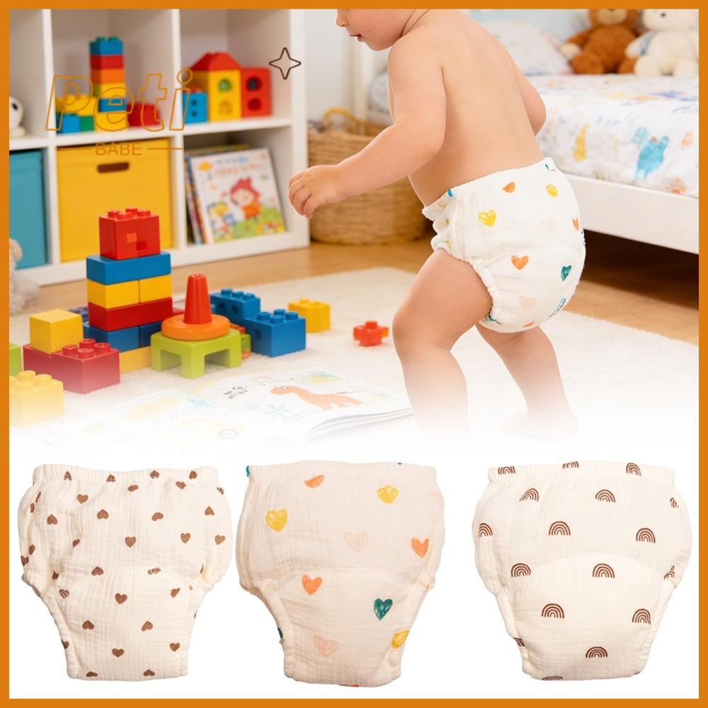 PETIBABE Gạc bông Quần tập cho bé Thoáng khí Chống thấm nước Quần tã Mềm mại Có thể giặt Quần short cho trẻ sơ sinh Sử dụng cho trẻ  biết đi