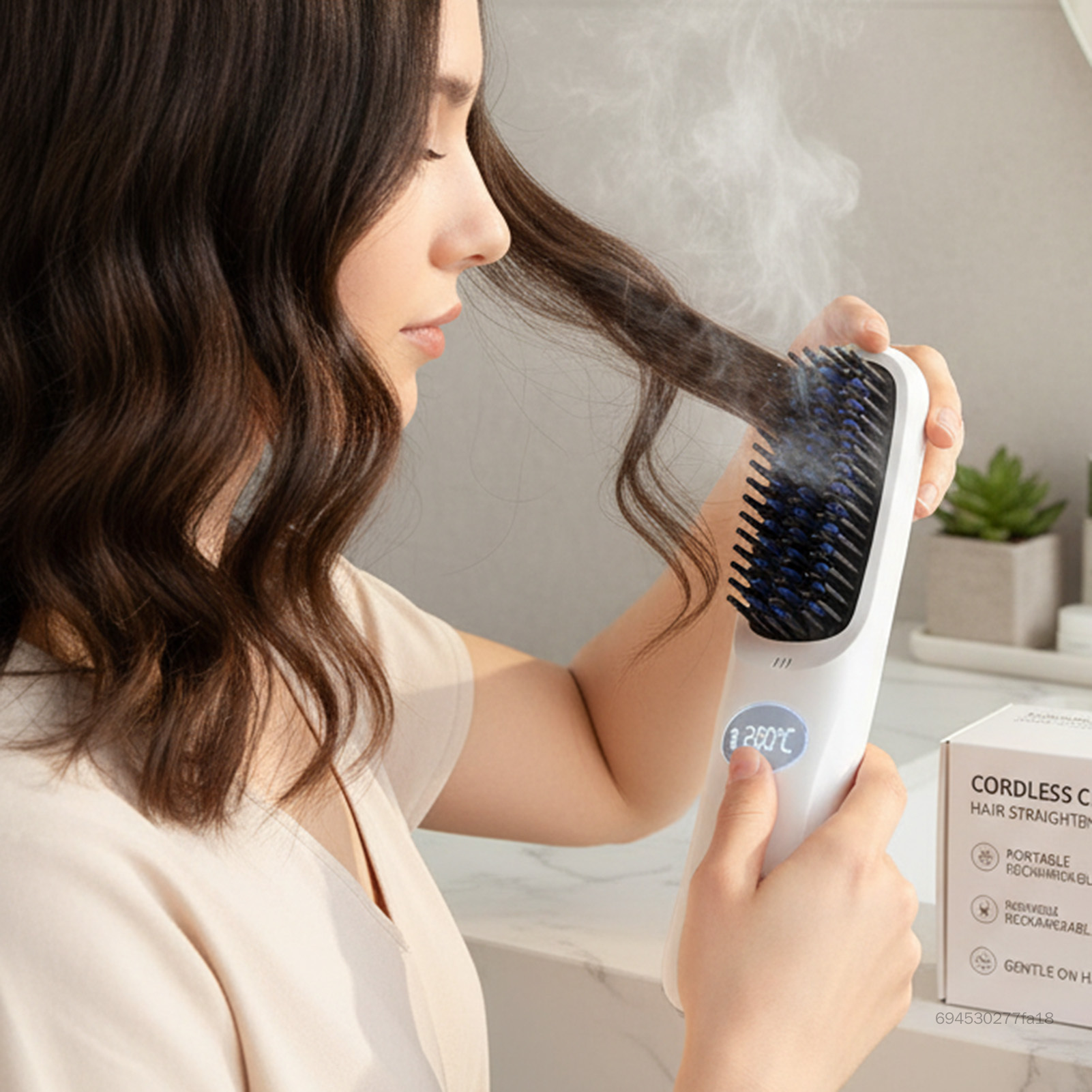 Lược tạo kiểu tóc làm nóng bằng gốm Máy uốn tóc phẳng di động không dây có thể sạc lại để sử dụng khi đi du lịch và sử dụng hàng ngày HJT-VN - 3