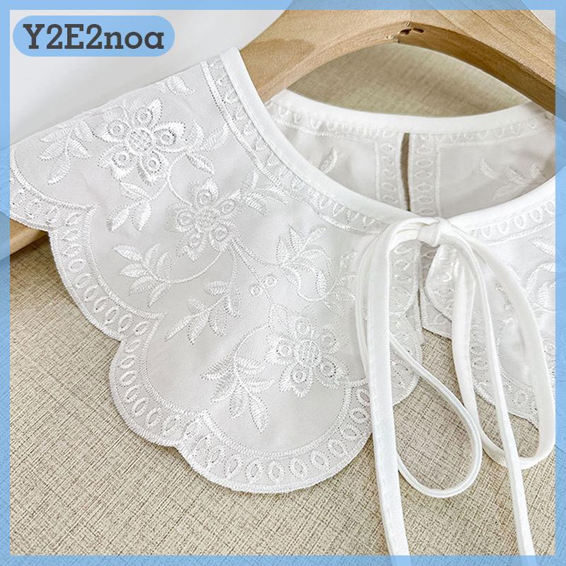  Y2E2noa Phụ Nữ Cô Gái Ren Giả Cổ Áo Vai Bọc Có Thể Tháo Rời Lưới Thêu Hoa Ren Khăn Choàng Bọc Cape Nửa Áo Sơ Mi Cổ Áo 