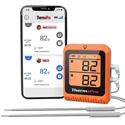 ThermoPro TP-25H2 Wireless Bluetooth Digital Cooking Food Meat Thermometer with Dual Probe