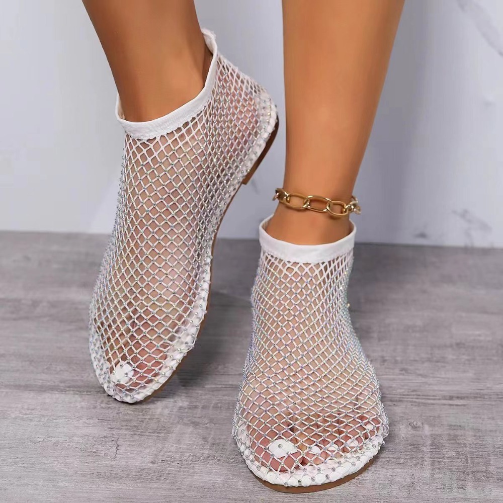 ILOIQD Ngày lễ Dép sandal đính đá rhinestone Chống nước Không trượt Giày boot cổ thấp  Thời trang Giày bệt Dép lưới bên bờ biển Cô gái - 2