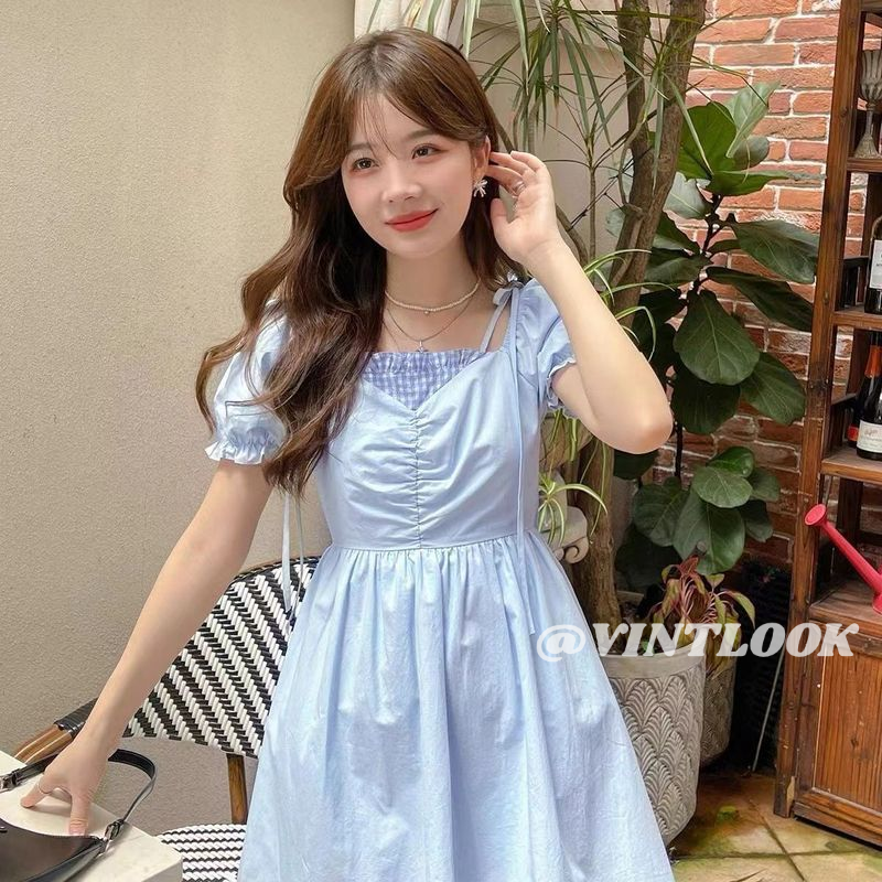 VINTLOOK Women's Summer Dress 2025 - Elegant Square Neck Puff Sleeve Design ราคา 148 บาท*ส่งฟรี