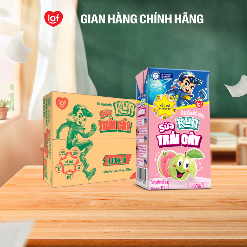 Sữa trái cây Kun vị ổi thùng 48 hộp x 110ml
