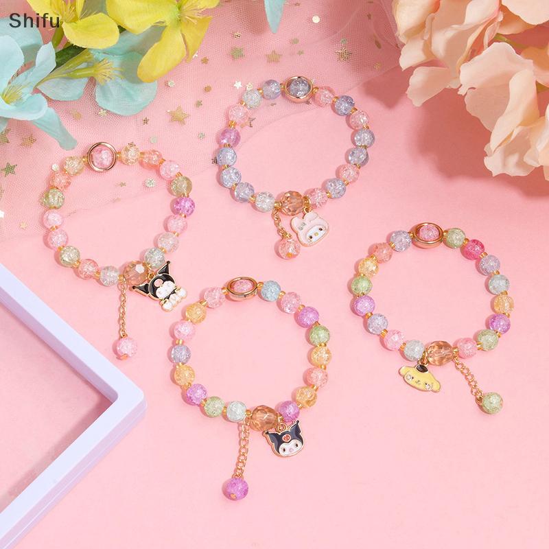 [Shifu] Sanrio Dễ Thương Phim Hoạt Hình Vòng tay đính cườm pha lê Kuromi cinnamoroll hạt cườm nhiều 
